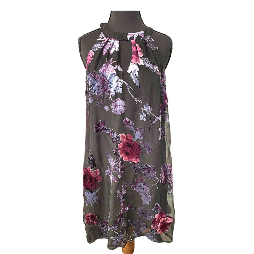 Whimsigoth Sheer Velvet Burnout Mini Dress Gothic Fairy Grunge Y2K Halter S